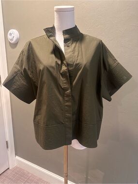 Tuckernuck Olive Short-Sleeve Stand-Collar Button-Front Shirt